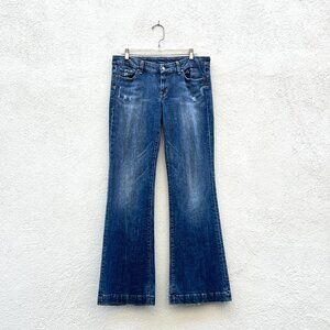 Mens Citizens of Humanity Jerome Dahan Embroidered Wide Leg Denim Blue Jeans 32W